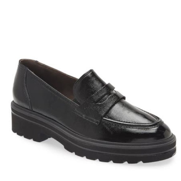 Paul Green Ogden Platform Loafer in Black Crinkled Patent‎ US 7 Comfort Handmade - Picture 2 of 11